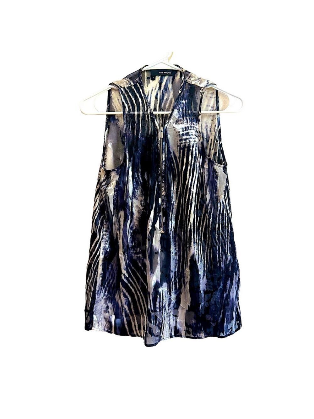☀️ THE KOOPLES Sheer Zip-Front Sleeveless Top